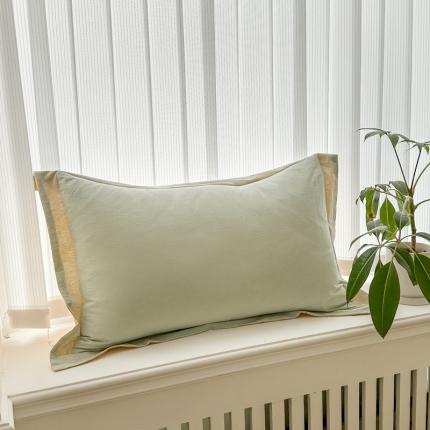 91家纺网 家纺一手货源 找家纺 （总）嘉汀兰 2023新款全棉色织水洗棉纯色撞色款单枕套