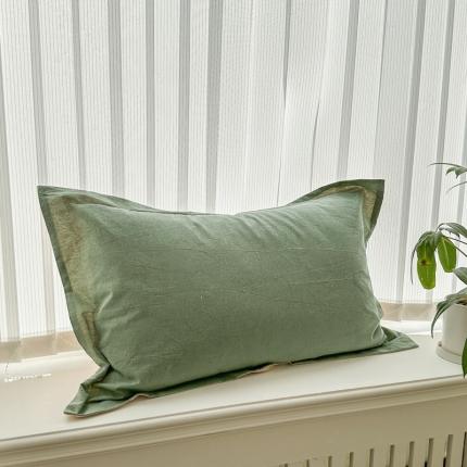 91家纺网 家纺一手货源 找家纺 （总）嘉汀兰 2023新款全棉色织水洗棉纯色撞色款单枕套