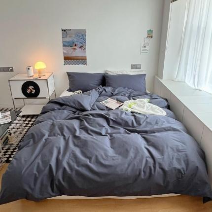 91家纺网 家纺一手货源 找家纺 猪先生 2022新款极简风纯棉床盖床笠四件套 鹅黄+极简白