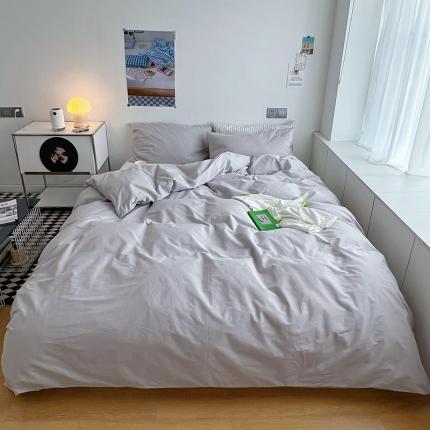 91家纺网 家纺一手货源 找家纺 猪先生 2022新款极简风纯棉床盖床笠四件套 鹅黄+极简白