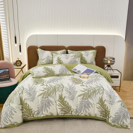 91家纺网 家纺一手货源 找家纺 雲归梦 新款13372全棉活性工艺款小版印花四件套 流年绿