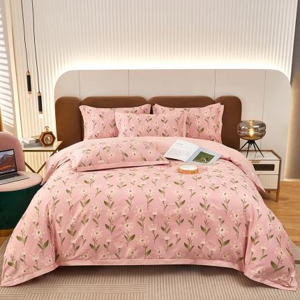 91家纺网 家纺一手货源 找家纺 雲归梦 新款13372全棉活性工艺款小版印花四件套 萌芽粉