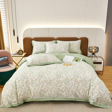 91家纺网 家纺一手货源 找家纺 雲归梦 新款13372全棉活性工艺款小版印花四件套 雪莉绿