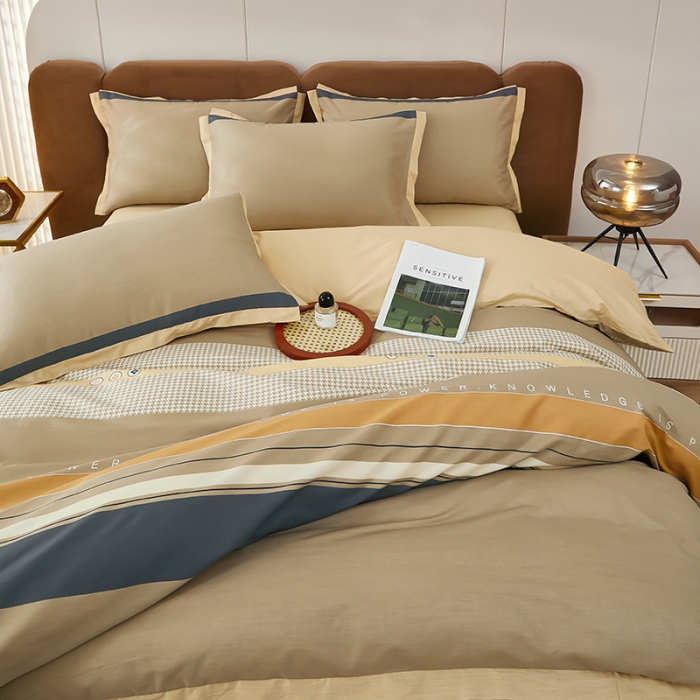 91家纺网 家纺一手货源 找家纺 雲归梦 新款13372全棉活性工艺款小版印花四件套 凯旋门咖