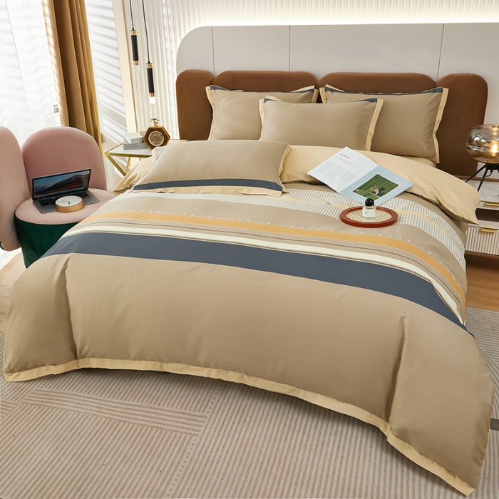 91家纺网 家纺一手货源 找家纺 雲归梦 新款13372全棉活性工艺款小版印花四件套 凯旋门咖