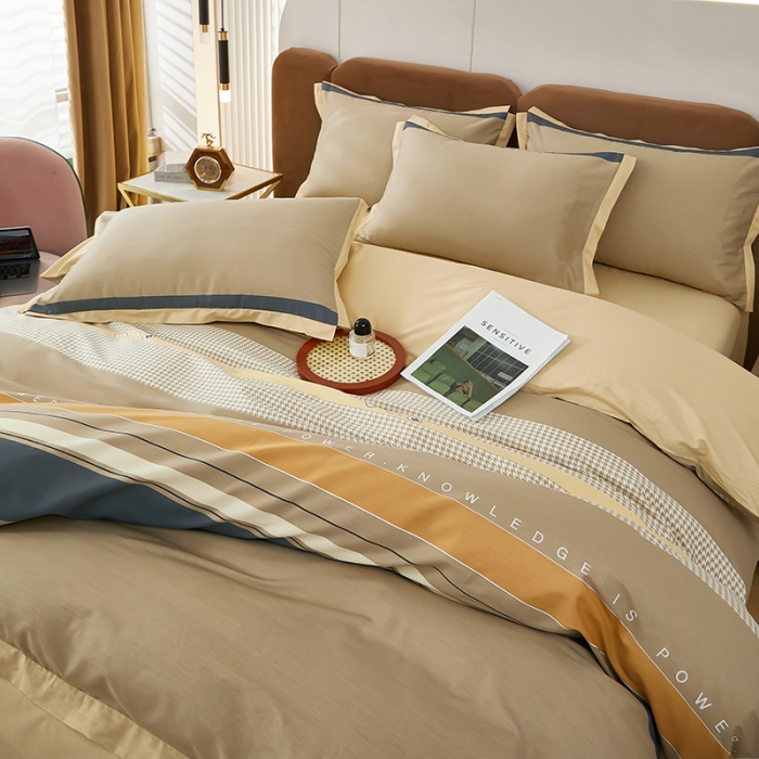 91家纺网 家纺一手货源 找家纺 雲归梦 新款13372全棉活性工艺款小版印花四件套 凯旋门咖