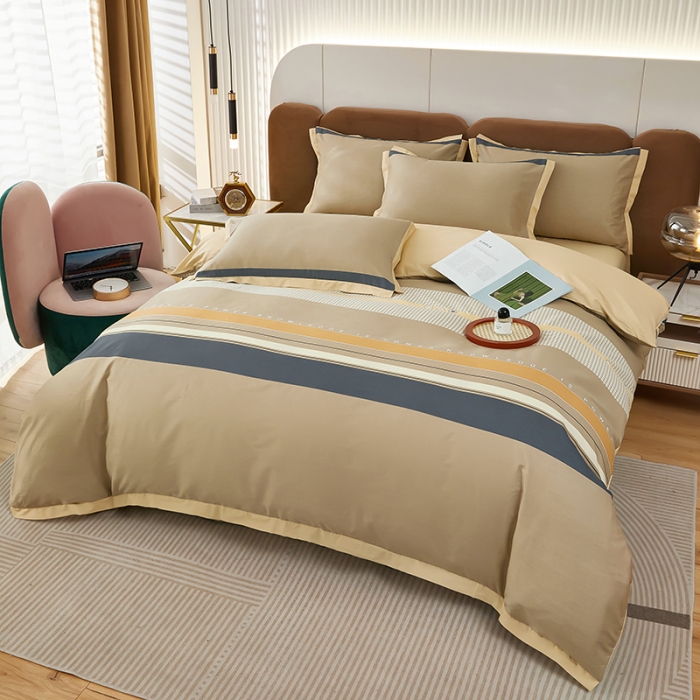 91家纺网 家纺一手货源 找家纺 雲归梦 新款13372全棉活性工艺款小版印花四件套 凯旋门咖