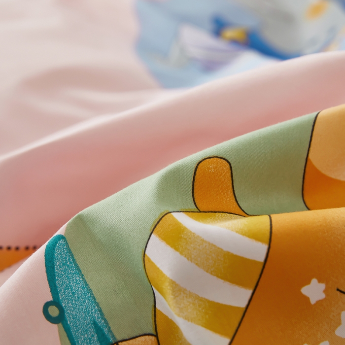 91家纺网 家纺一手货源 找家纺 雲归梦 新款13372全棉活性工艺款小版印花四件套 恐龙世界粉