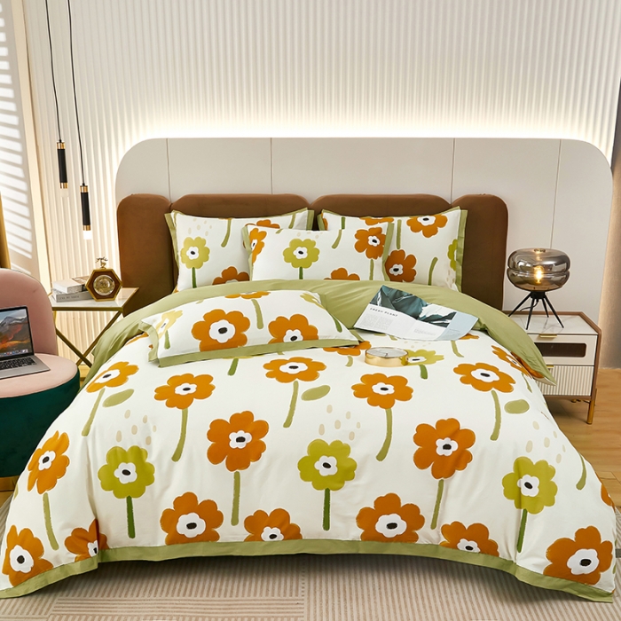 91家纺网 家纺一手货源 找家纺 雲归梦 新款13372全棉活性工艺款小版印花四件套 拉斐尔桔