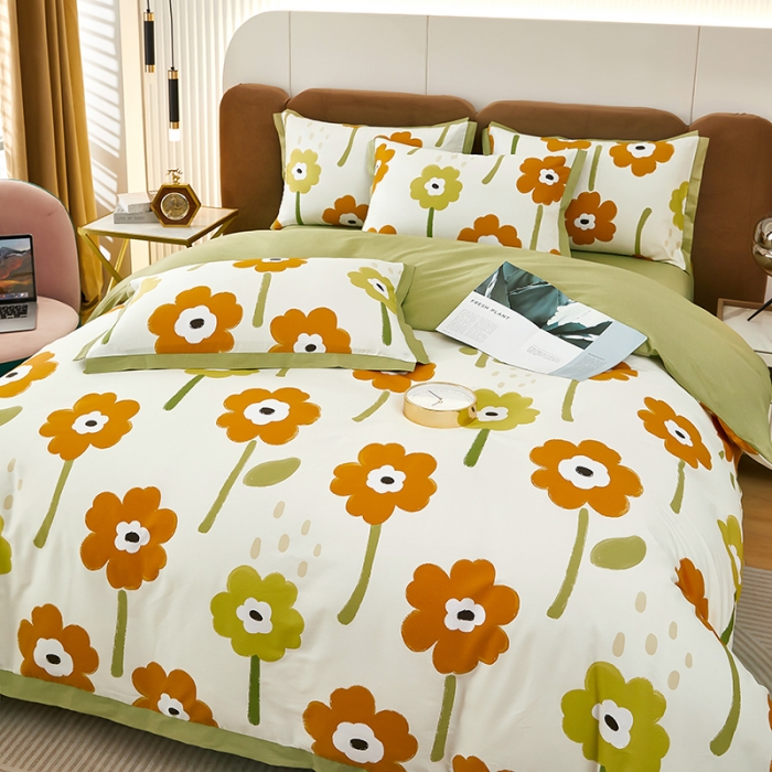 91家纺网 家纺一手货源 找家纺 雲归梦 新款13372全棉活性工艺款小版印花四件套 拉斐尔桔