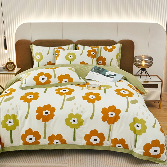 91家纺网 家纺一手货源 找家纺 雲归梦 新款13372全棉活性工艺款小版印花四件套 拉斐尔桔