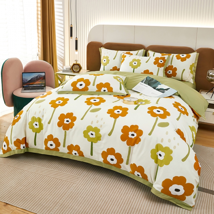 91家纺网 家纺一手货源 找家纺 雲归梦 新款13372全棉活性工艺款小版印花四件套 拉斐尔桔