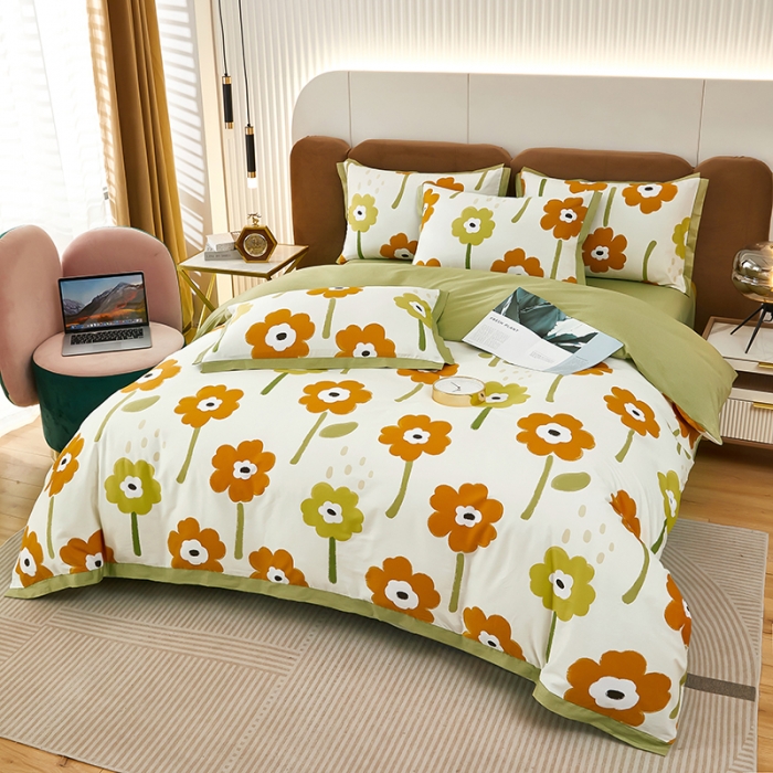 91家纺网 家纺一手货源 找家纺 雲归梦 新款13372全棉活性工艺款小版印花四件套 拉斐尔桔