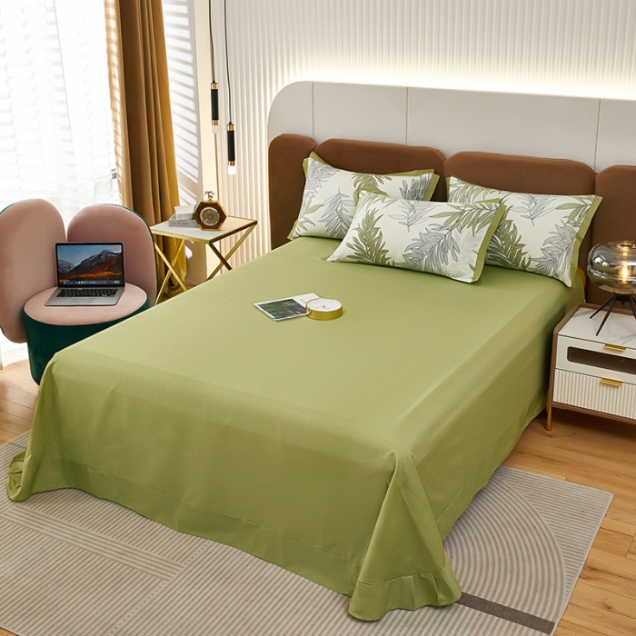 91家纺网 家纺一手货源 找家纺 雲归梦 新款13372全棉活性工艺款小版印花四件套 流年绿