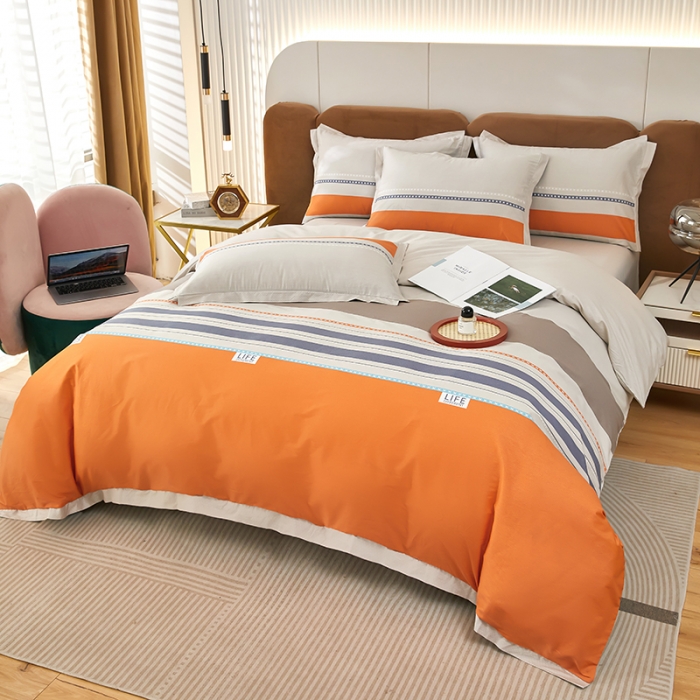 91家纺网 家纺一手货源 找家纺 雲归梦 新款13372全棉活性工艺款小版印花四件套 莫比尔桔