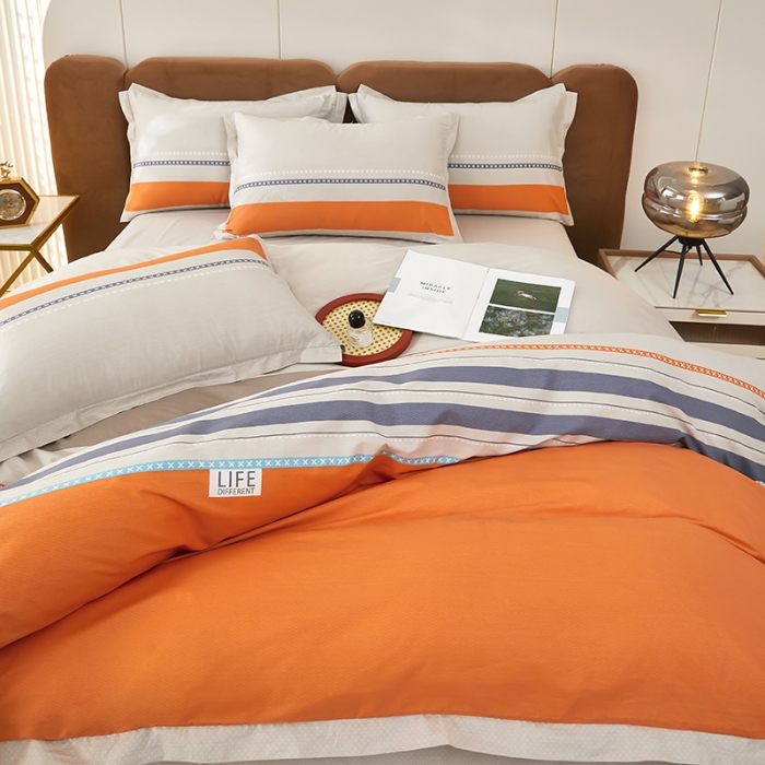 91家纺网 家纺一手货源 找家纺 雲归梦 新款13372全棉活性工艺款小版印花四件套 莫比尔桔