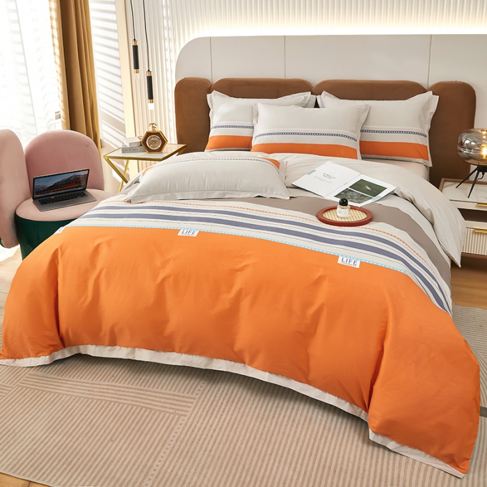 91家纺网 家纺一手货源 找家纺 雲归梦 新款13372全棉活性工艺款小版印花四件套 莫比尔桔