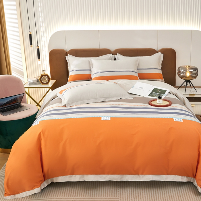 91家纺网 家纺一手货源 找家纺 雲归梦 新款13372全棉活性工艺款小版印花四件套 莫比尔桔