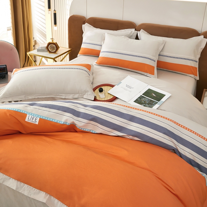 91家纺网 家纺一手货源 找家纺 雲归梦 新款13372全棉活性工艺款小版印花四件套 莫比尔桔