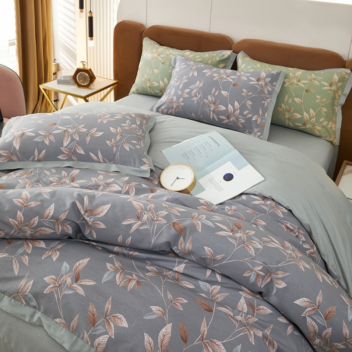 91家纺网 家纺一手货源 找家纺 雲归梦 新款13372全棉活性工艺款小版印花四件套 微光紫