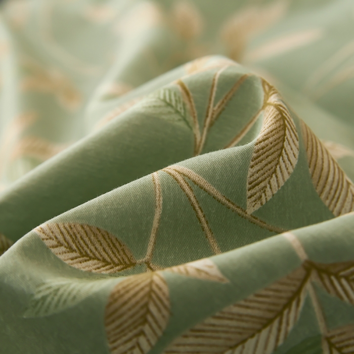 91家纺网 家纺一手货源 找家纺 雲归梦 新款13372全棉活性工艺款小版印花四件套 微光绿