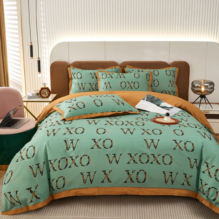 91家纺网 家纺一手货源 找家纺 雲归梦 新款13372全棉活性工艺款小版印花四件套 亚兰绿