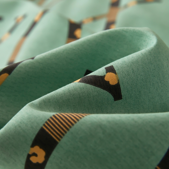 91家纺网 家纺一手货源 找家纺 雲归梦 新款13372全棉活性工艺款小版印花四件套 亚兰绿