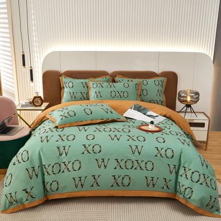 雲归梦 新款13372全棉活性工艺款小版印花四件套 亚兰绿