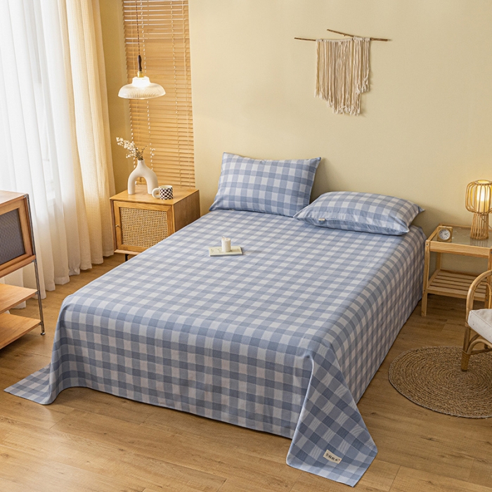 91家纺网 家纺一手货源 找家纺 卧趣家纺 2023新款全棉老粗布单品系列单床单 锦格-兰