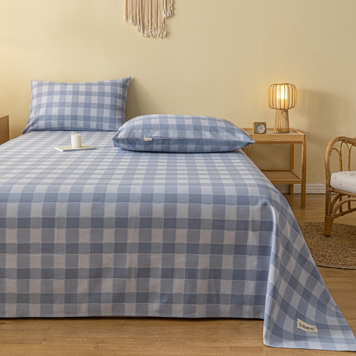 91家纺网 家纺一手货源 找家纺 卧趣家纺 2023新款全棉老粗布单品系列单床单 锦格-兰