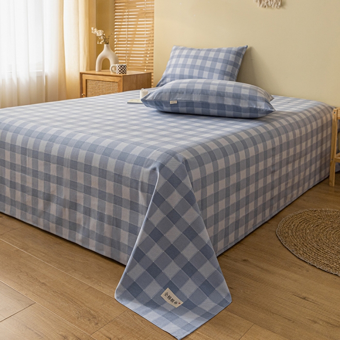 91家纺网 家纺一手货源 找家纺 卧趣家纺 2023新款全棉老粗布单品系列单床单 锦格-兰