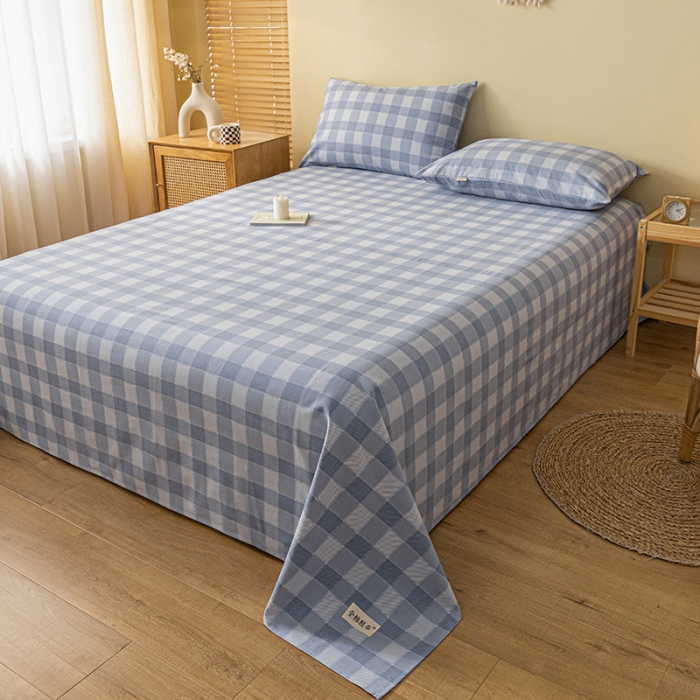 91家纺网 家纺一手货源 找家纺 卧趣家纺 2023新款全棉老粗布单品系列单床单 锦格-兰