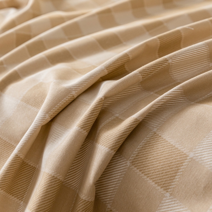 91家纺网 家纺一手货源 找家纺 卧趣家纺 2023新款全棉老粗布单品系列单床单 锦格-棕