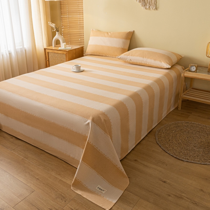 91家纺网 家纺一手货源 找家纺 卧趣家纺 2023新款全棉老粗布单品系列单床单 旷野-桔