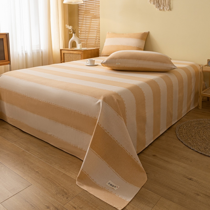 91家纺网 家纺一手货源 找家纺 卧趣家纺 2023新款全棉老粗布单品系列单床单 旷野-桔