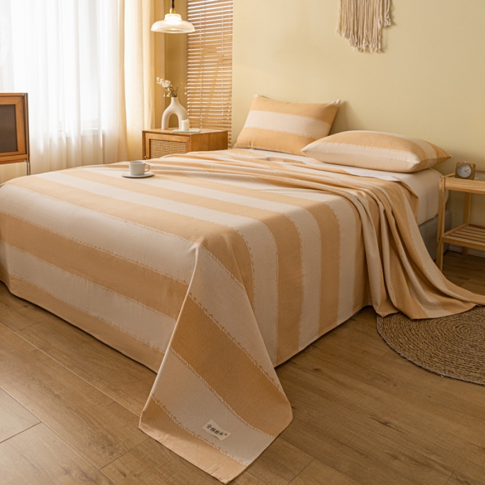 91家纺网 家纺一手货源 找家纺 卧趣家纺 2023新款全棉老粗布单品系列单床单 旷野-桔