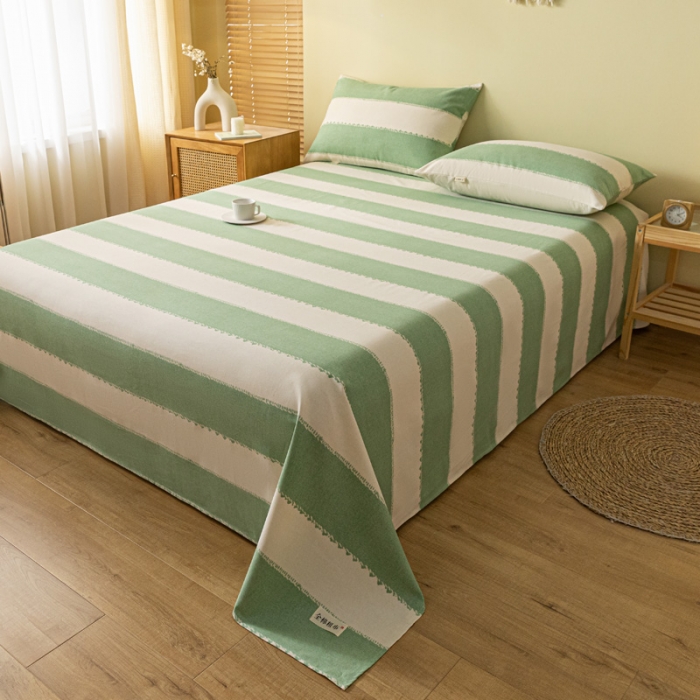 91家纺网 家纺一手货源 找家纺 卧趣家纺 2023新款全棉老粗布单品系列单床单 旷野-绿