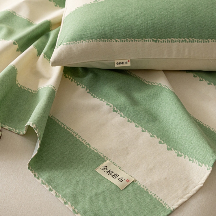 91家纺网 家纺一手货源 找家纺 卧趣家纺 2023新款全棉老粗布单品系列单床单 旷野-绿