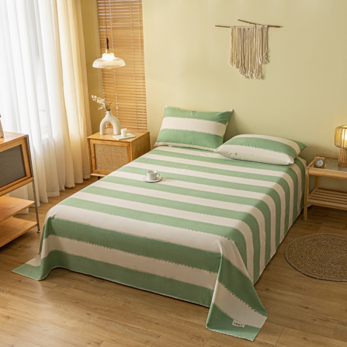 91家纺网 家纺一手货源 找家纺 卧趣家纺 2023新款全棉老粗布单品系列单床单 旷野-绿