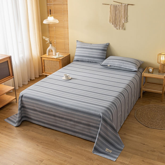 91家纺网 家纺一手货源 找家纺 卧趣家纺 2023新款全棉老粗布单品系列单床单 晴山-兰