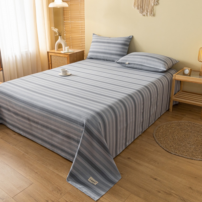 91家纺网 家纺一手货源 找家纺 卧趣家纺 2023新款全棉老粗布单品系列单床单 晴山-兰