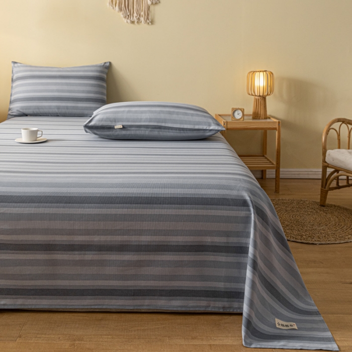 91家纺网 家纺一手货源 找家纺 卧趣家纺 2023新款全棉老粗布单品系列单床单 晴山-兰