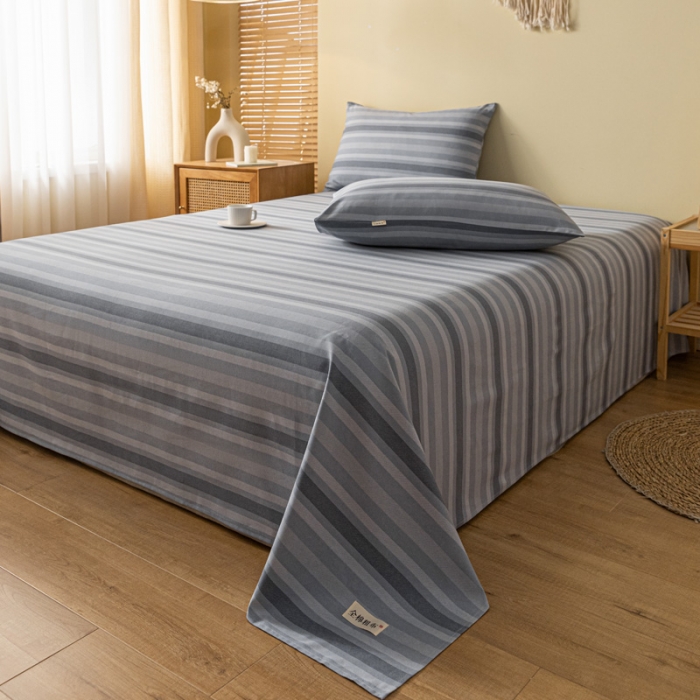 91家纺网 家纺一手货源 找家纺 卧趣家纺 2023新款全棉老粗布单品系列单床单 晴山-兰