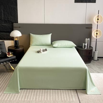 卧趣家纺 2023新款全棉老粗布单品系列单床单 月白-绿