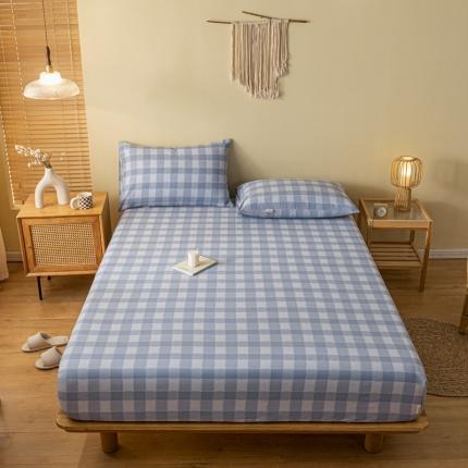 卧趣家纺 2023新款全棉老粗布单品系列单床笠 锦格-兰