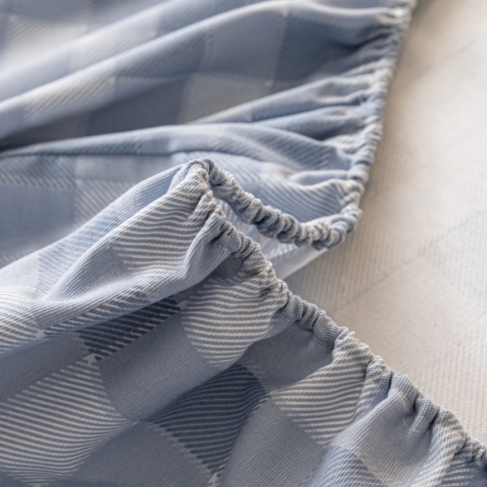 91家纺网 家纺一手货源 找家纺 卧趣家纺 2023新款全棉老粗布单品系列单床笠 锦格-兰