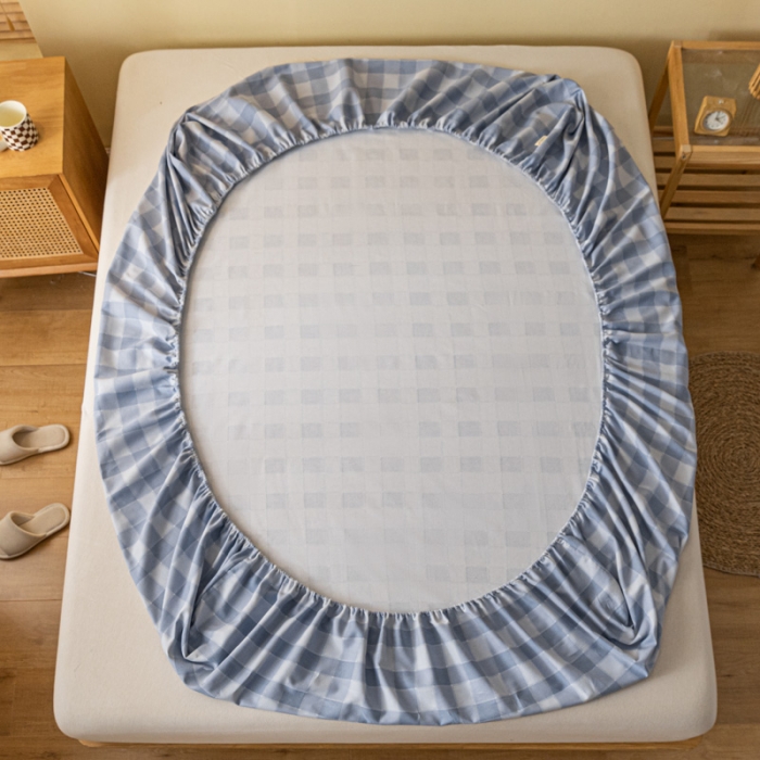 91家纺网 家纺一手货源 找家纺 卧趣家纺 2023新款全棉老粗布单品系列单床笠 锦格-兰