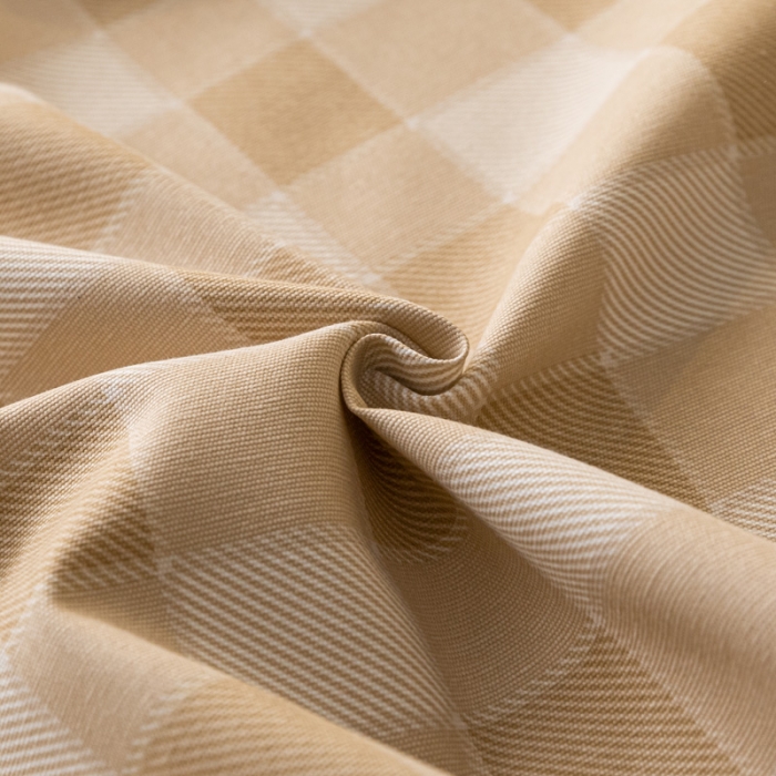 91家纺网 家纺一手货源 找家纺 卧趣家纺 2023新款全棉老粗布单品系列单床笠 锦格-棕