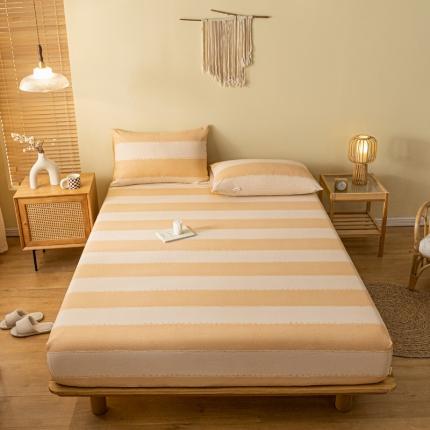 卧趣家纺 2023新款全棉老粗布单品系列单床笠 旷野-桔