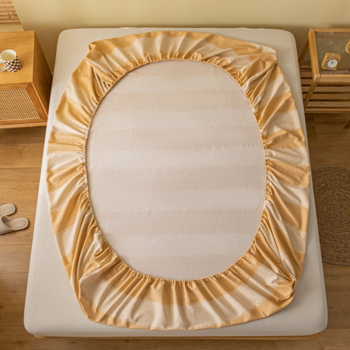 91家纺网 家纺一手货源 找家纺 卧趣家纺 2023新款全棉老粗布单品系列单床笠 旷野-桔